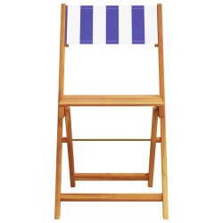 Ensemble à manger de jardin 5 pcs bleu blanc tissu bois massif 