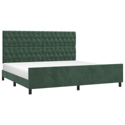 Cadre de lit sans matelas vert foncé 200x200 cm velours 