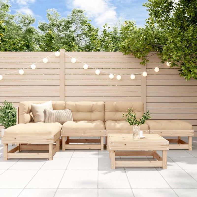 Salon de jardin 6 pcs Bois de pin massif 