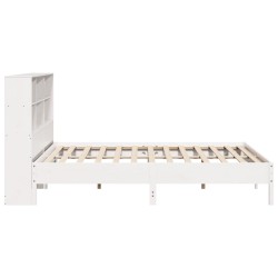 Lit bibliothèque sans matelas blanc 180x200 cm bois pin massif 