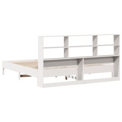Lit bibliothèque sans matelas blanc 180x200 cm bois pin massif 
