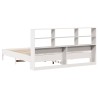 Lit bibliothèque sans matelas blanc 180x200 cm bois pin massif 