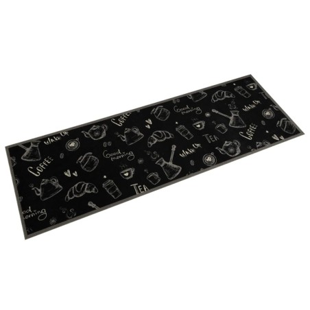 Tapis de cuisine lavable imprimé Morning noir 60x180 cm velours 