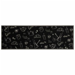 Tapis de cuisine lavable imprimé Morning noir 60x180 cm velours 