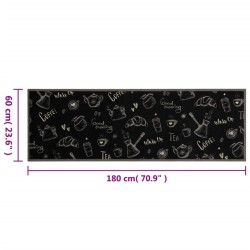 Tapis de cuisine lavable imprimé Morning noir 60x180 cm velours 