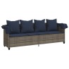 Chaise longue avec auvent et coussins gris résine tressée 