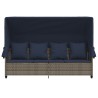 Chaise longue avec auvent et coussins gris résine tressée 