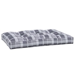 Coussin de palette motif à carreaux gris 120x80x12 cm tissu 