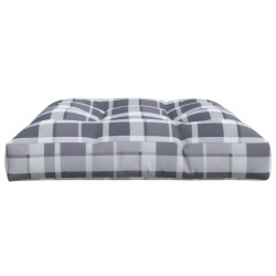 Coussin de palette motif à carreaux gris 120x80x12 cm tissu 