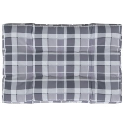 Coussin de palette motif à carreaux gris 120x80x12 cm tissu 