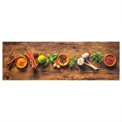 Tapis de cuisine lavable impression d'épices 60x180 cm velours 