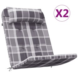 Coussins de chaise adirondack lot de 2 carreaux gris 
