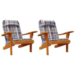 Coussins de chaise adirondack lot de 2 carreaux gris 