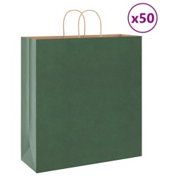 Sacs en papier 50 pcs avec poignées vert 45x17x48 cm 