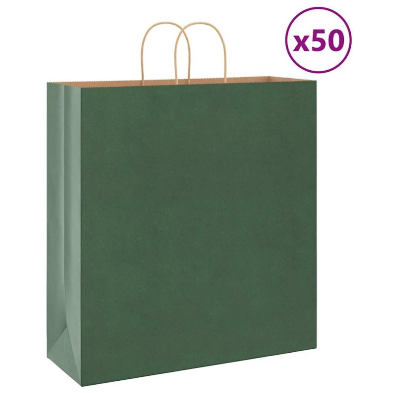 Sacs en papier 50 pcs avec poignées vert 45x17x48 cm 