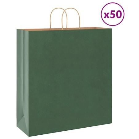 Sacs en papier 50 pcs avec poignées vert 45x17x48 cm 
