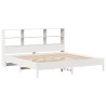 Lit bibliothèque sans matelas blanc 200x200 cm bois pin massif 