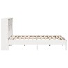 Lit bibliothèque sans matelas blanc 200x200 cm bois pin massif 