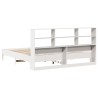 Lit bibliothèque sans matelas blanc 200x200 cm bois pin massif 