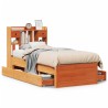 Lit bibliothèque sans matelas cire marron 90x190 cm pin massif 