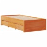 Lit bibliothèque sans matelas cire marron 90x190 cm pin massif 