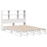Lit bibliothèque sans matelas blanc 140x190 cm bois massif 