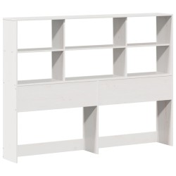 Lit bibliothèque sans matelas blanc 140x190 cm bois massif 