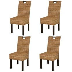 Chaises à manger lot de 4 rotin Kubu bois de manguier 