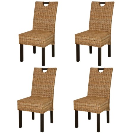 Chaises à manger lot de 4 rotin Kubu bois de manguier 