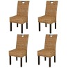 Chaises à manger lot de 4 rotin Kubu bois de manguier 