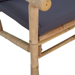 Salon de jardin 3 pcs avec coussins gris foncé bambou 