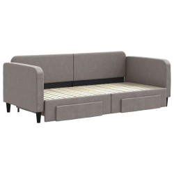 Lit de jour avec gigogne et tiroirs sans matelas taupe 90x200cm 