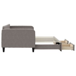 Lit de jour avec gigogne et tiroirs sans matelas taupe 90x200cm 