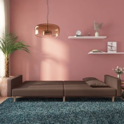Canapé-lit à 2 places avec deux oreillers taupe tissu 