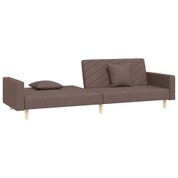 Canapé-lit à 2 places avec deux oreillers taupe tissu 