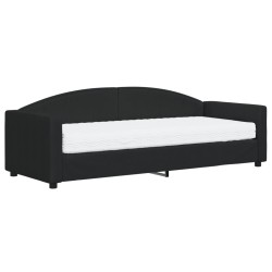Lit de jour avec matelas noir 80x200 cm tissu 