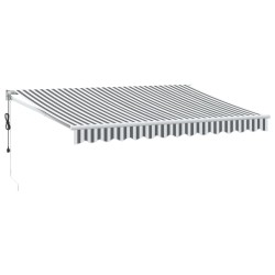 Auvent rétractable anthracite et blanc 3,5x2,5m tissu/aluminium 