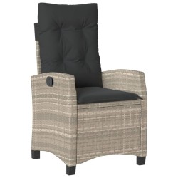 Ensemble à manger de jardin 3pcs coussins gris clair poly rotin 