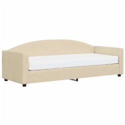 Lit de jour avec matelas crème 80x200 cm tissu 