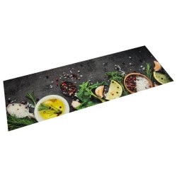 Tapis de cuisine lavable impression d'épices 60x180 cm velours 