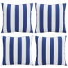 Coussins décoratifs lot de 4 Rayures bleues et blanches 50x50cm 