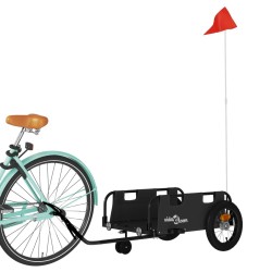 Remorque de vélo noir tissu oxford et fer 