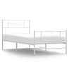 Cadre de lit métal sans matelas et pied de lit blanc 107x203 cm 