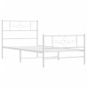 Cadre de lit métal sans matelas et pied de lit blanc 107x203 cm 