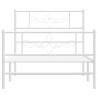 Cadre de lit métal sans matelas et pied de lit blanc 107x203 cm 
