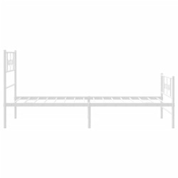 Cadre de lit métal sans matelas et pied de lit blanc 107x203 cm 