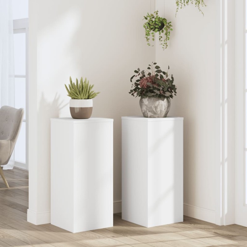 Supports pour plantes 2 pcs blanc 30x30x70 cm bois d'ingénierie 
