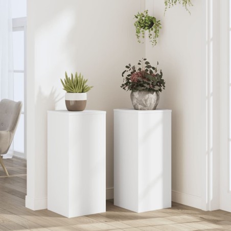 Supports pour plantes 2 pcs blanc 30x30x70 cm bois d'ingénierie 