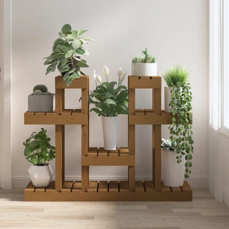 Support à plantes Marron miel 104,5x25x77,5 cm Bois massif pin 
