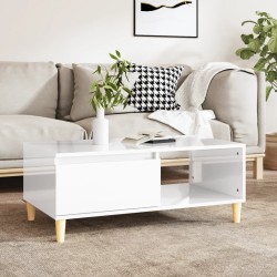Table basse Blanc brillant 90x50x36,5 cm Bois d'ingénierie 
